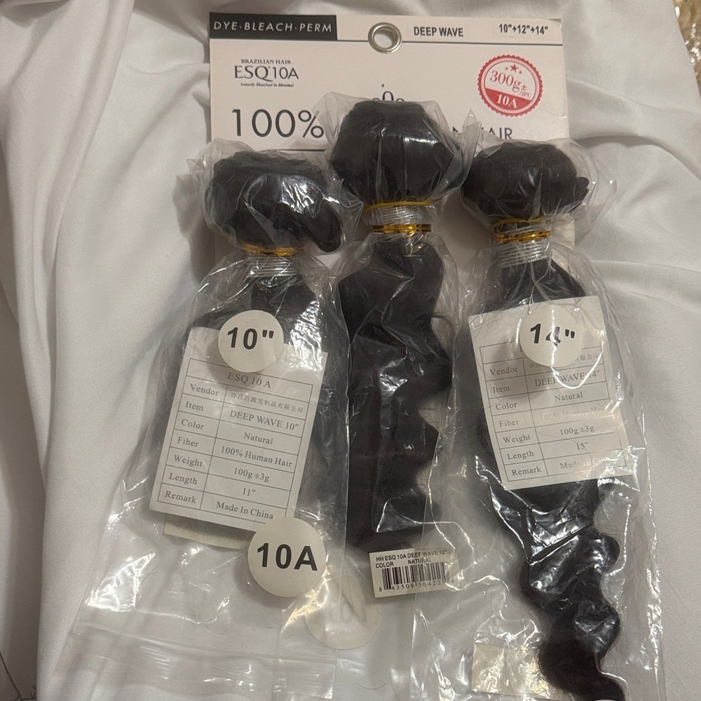 ESQ10A Deep Wave Hair Extensions Natural 100% Virgin Human Hair 10A 3 Bundles